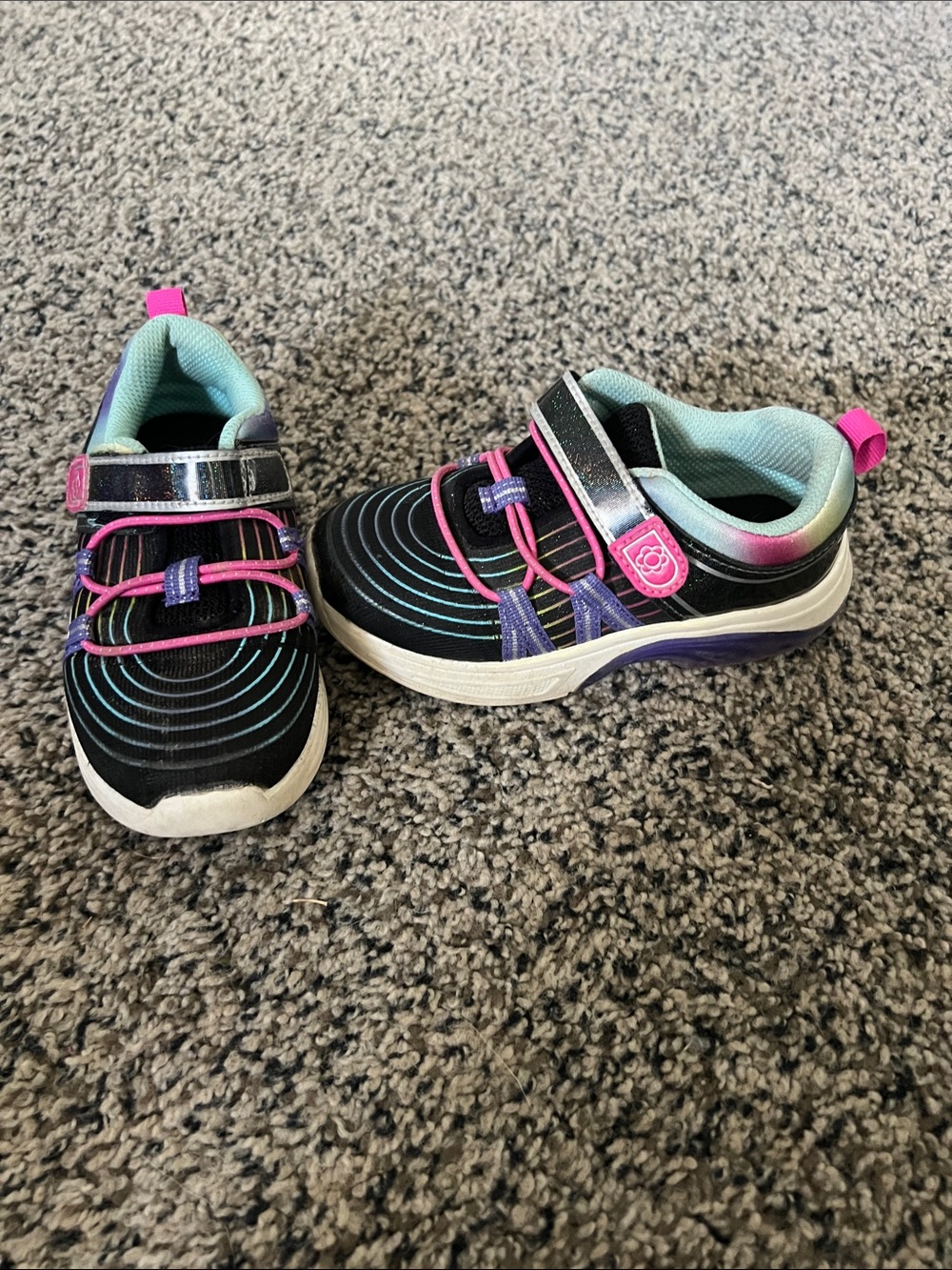 Black Sneakers with Pink and Mint Accents